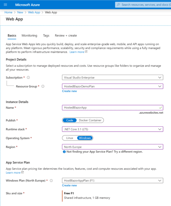 Hosting Blazor WebAssembly Hosted Apps In Azure App Service Web Apps7