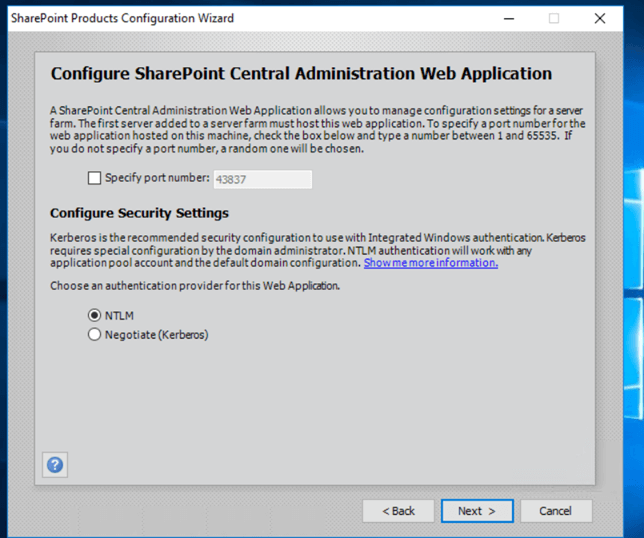 Configure SharePoint Central Administration Web Application