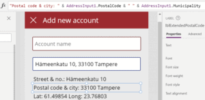 Account address capture & mapping with Power Apps